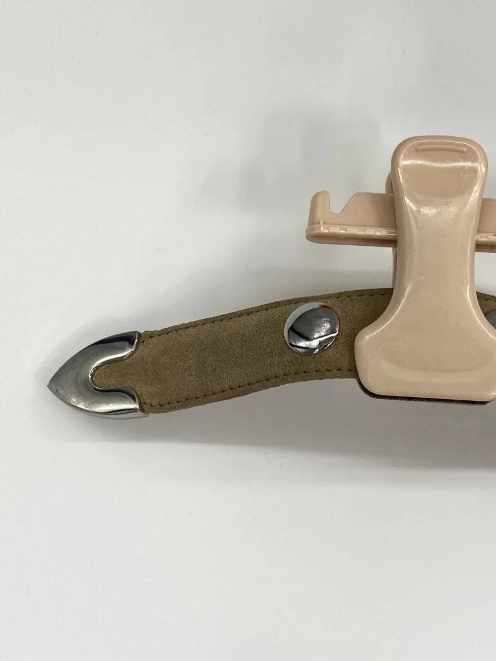 Anthropologie Unisex Western Belt Light Sand Suede Size S Studded Leather Detail